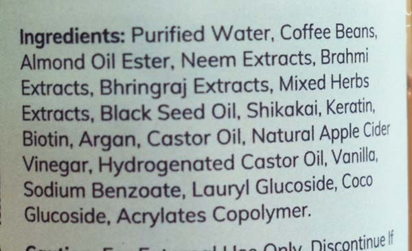 Bella Vita Organic Growth Protein Shampoo - ingredients