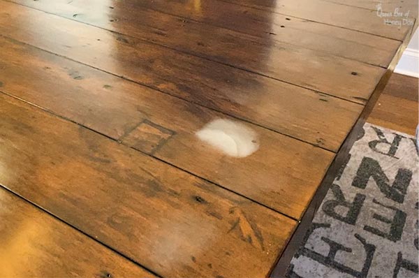 water rings and heat marks on table