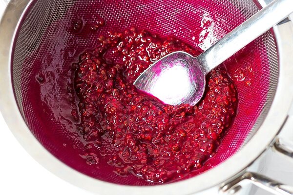 Barberry fig seeds in strainer