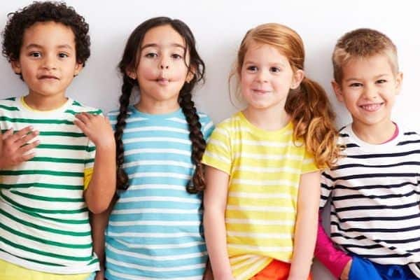 Primary clothing review: Children wearing primary.com striped shirts.