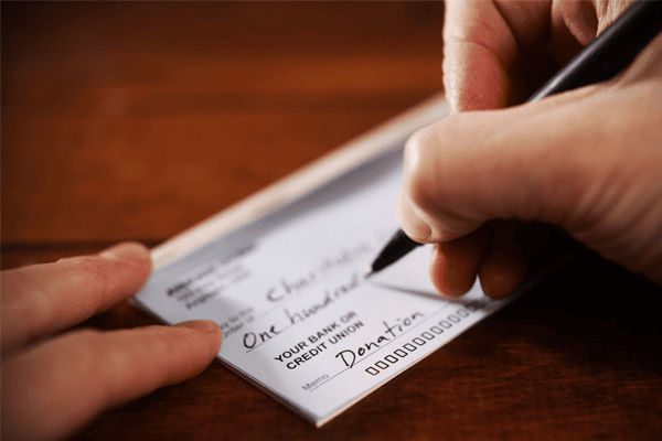 closeup of checkbook