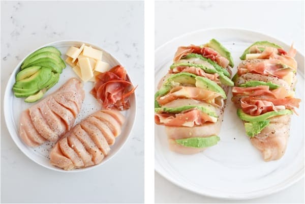Step by step photos of how to prepare hasselback chicken