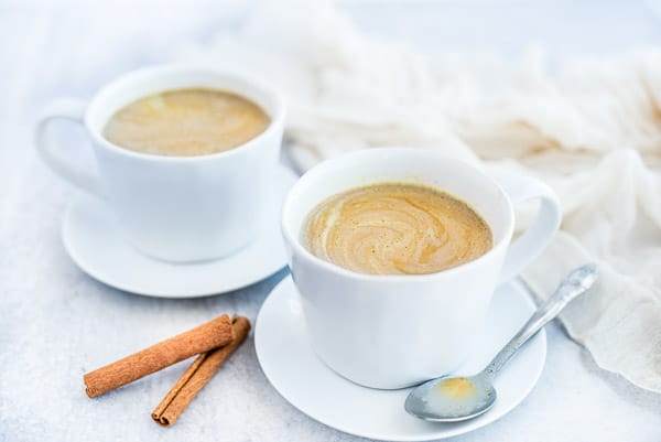 Hot chocolate drink in a white cup