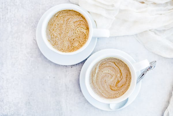 Hot chocolate drink in a white cup