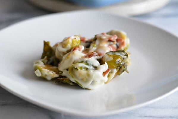 Brussel Sprouts with Garlic Gruyere Sauce