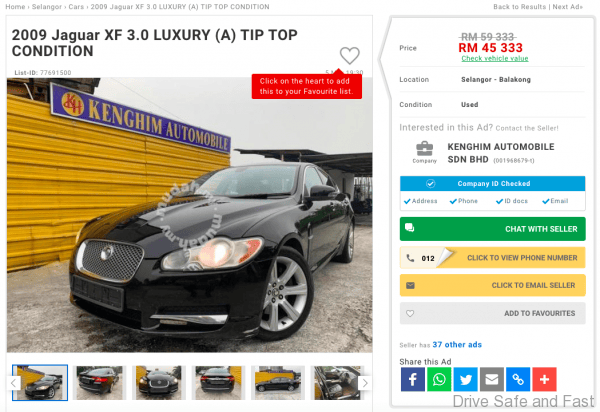 Jaguar XF used car classifieds
