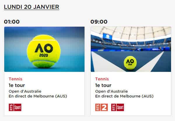 Programme RTS Open Australie