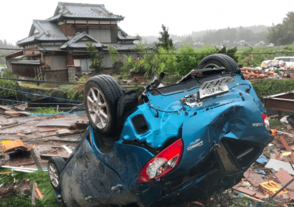 Mazda Demio Typhoon hit
