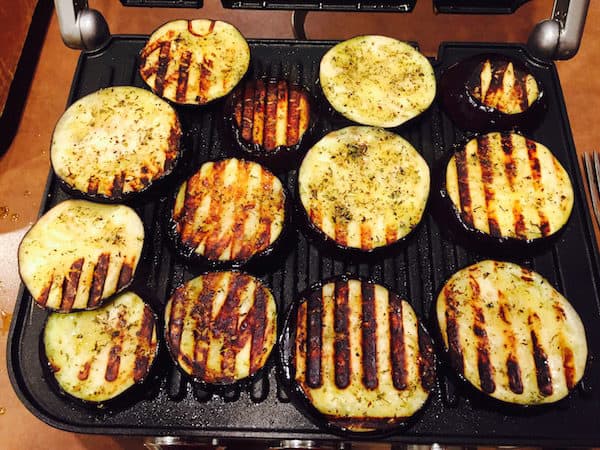 Grill the eggplant on an indoor grill, Griddler,or an outdoor grill.