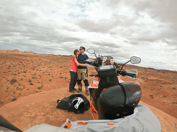 motorcycle and 2 people