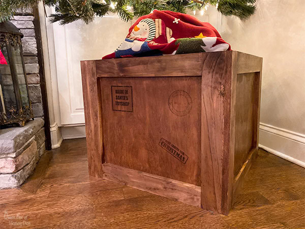 Shipping crate stand with stamps