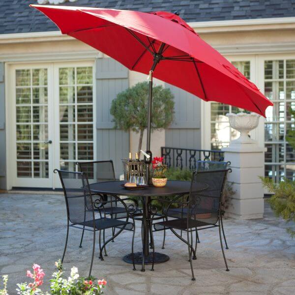 PATIO SET WITH TILT THE UMBRELLA AND PAXTON WROUGHT IRON DINING SET IDEAS
