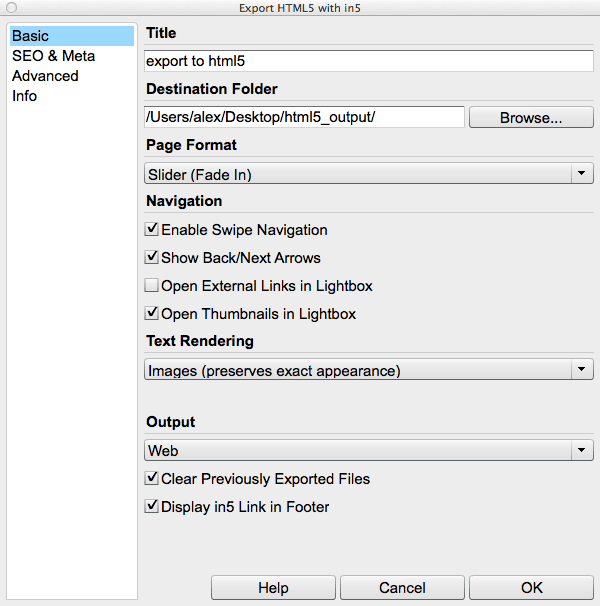 indesign export to html5 with in5