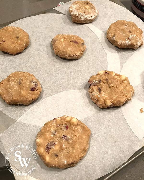 Cranberry and White Chocolate Cookies ready for the oven.