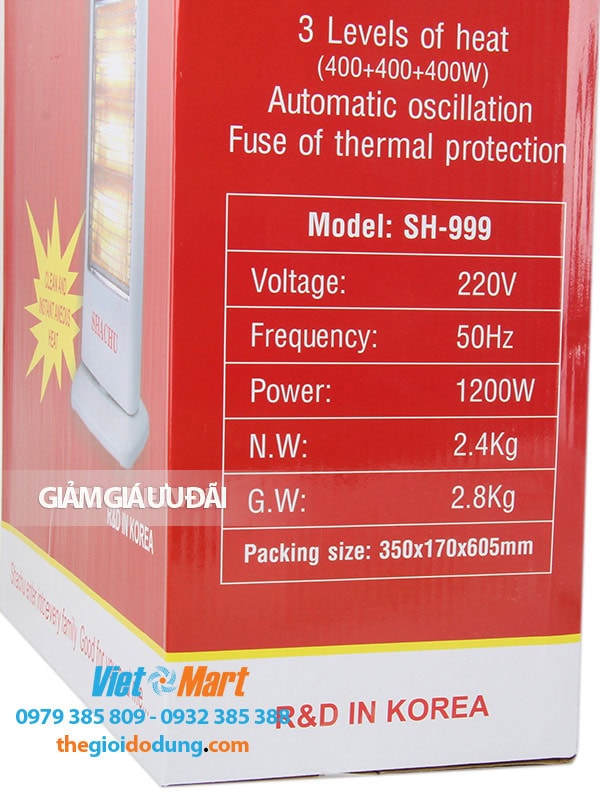 Quạt sưởi 3 bóng Halogen Shachu