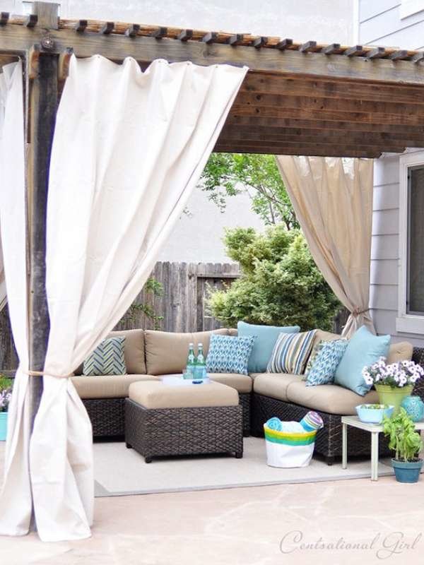 DIY PORCH AWNING DESIGN IDEAS WITH OUTDOOR CURTAINS