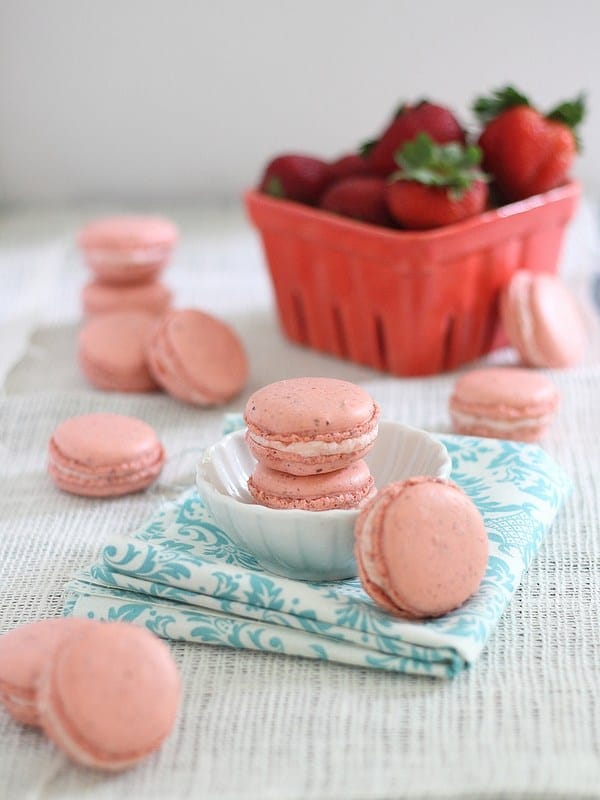 Strawberry Rhubarb Macarons