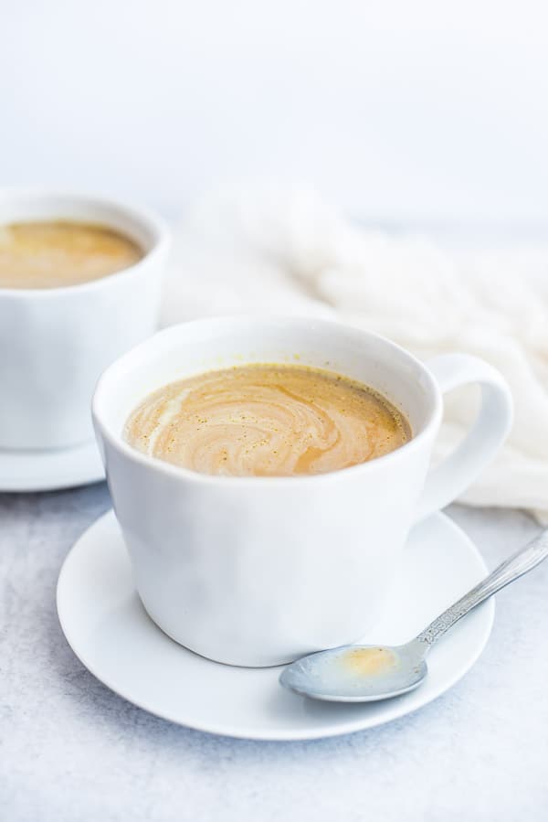 Hot chocolate drink in a white cup
