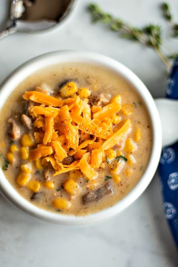 Cheesy Chicken Corn Chowder made with Swanson Chicken Broth