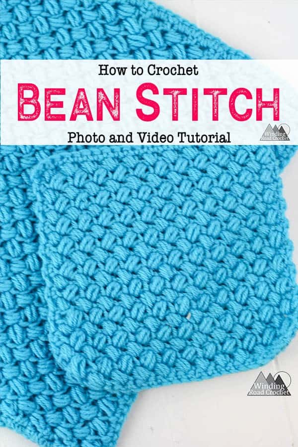 Learn to crochet the Bean stitch with this crochet video tutorial. The bean stitch is a wonderful texture crochet stitch. #crochetstitch #crochetstitchtutorial