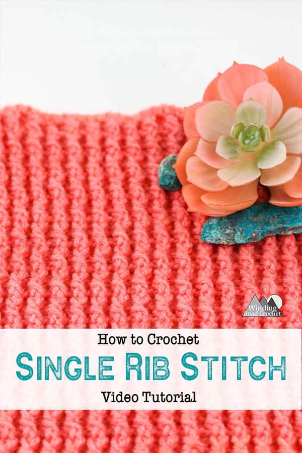 Learn to crochet the single rib stitch with this video tutorial and photo tutorial. The single rib stitch is a wonderful thick textured stitch that can be used for hat brims or blankets. Learn to crochet around the edge of your work to create a single crochet border. #crochetstitch #crochetutorial