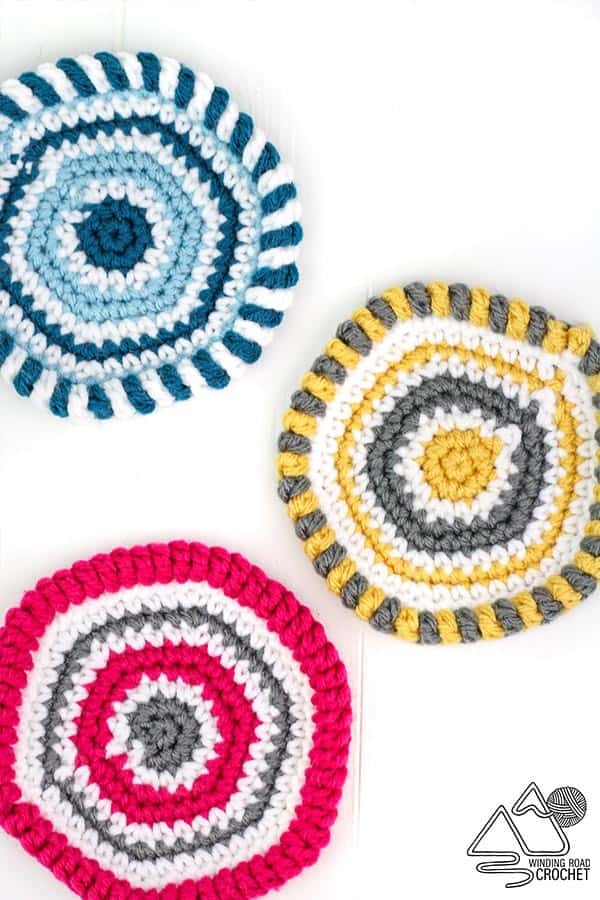 Add a touch of bohemian flair with these quick boho crochet coasters free crochet pattern. #bohocrochet #crochetcoaster #quickcrochetproject