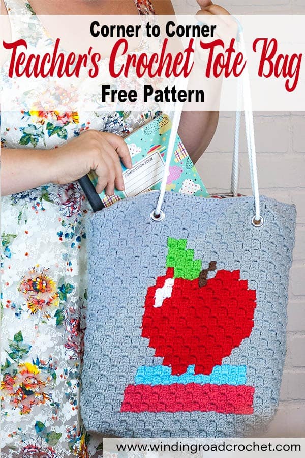 The Teacher's C2C Modern Toe Bag free crochet pattern is the perfect handmade teacher's gift. The step by step tutorial will talk you through how to make this crochet bag with all the beautiful details. #crochetbag #c2ccrochet #moderncrochet #crochettote