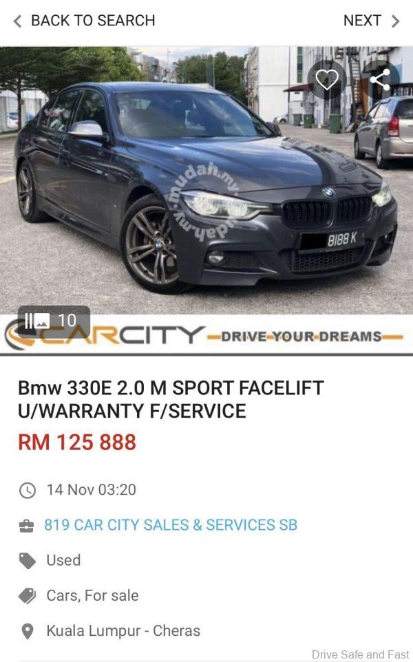 BMW 330e PHEV 2018 model used