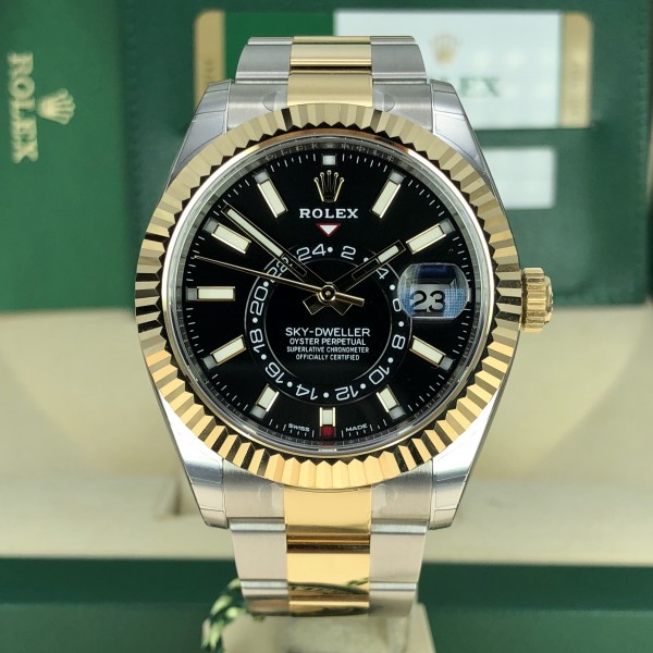 2018 Rolex Sky,Dweller 326933 Two,Tone Black Dial 42mm Unworn box and card
