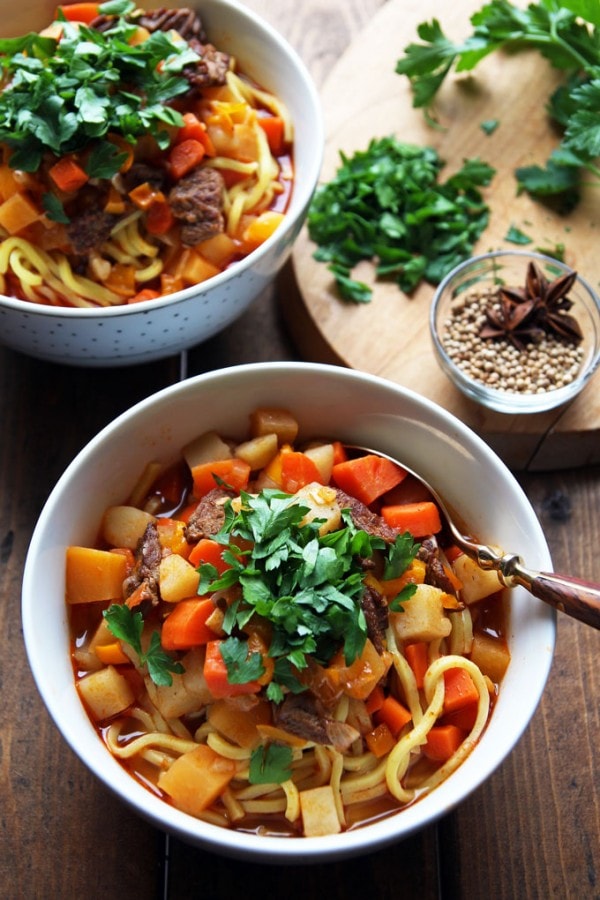 Lagman Recipe Uzbek Beef Noodle Soup Leelalicious