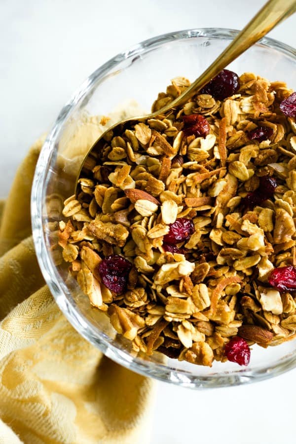 nutty granola with walnuts, almonds, and pecans