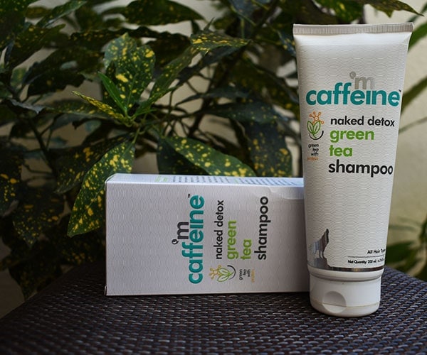 mCaffeine naked detox green tea shampoo packaging is functional while being classy at the same time