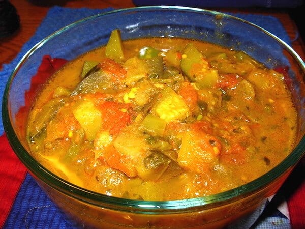 Indian Ratatouille: Flavorful and vegan! A Moosewood recipe. So delicious, easy and healthful. #IndianRatatouille #RecipeIdeaShop #ratatouille