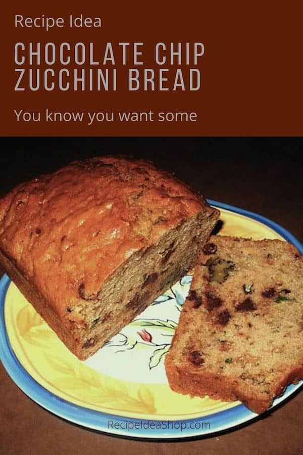 Easy Chocolate Chip Zucchini Bread Recipe. #yougotthis #chocolatechipzucchinibread #chocolatezucchinibread #zucchinibread #recipes #breakfast #dessert #comfortfood #cookathome #recipeideashop