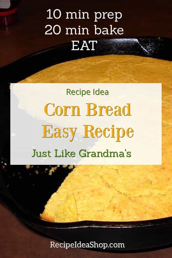 Cornbread Easy Recipe. Simple. Dump, mix, pour, bake. Mmmmm. Just like Grandma's cornbread. #cornbreadrecipe #cornbread #yougotthis #cookathome #30minrecipes #recipes #comfortfood #recipeideashop
