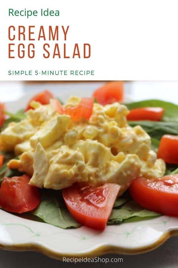 Simple Egg Salad. If you have hard boiled eggs, it takes 5 minutes. Yum! #eggsalad #eggs #eggrecipes #hardboiledeggs #comfortfood #recipes #salads #glutenfree #recipeideashop