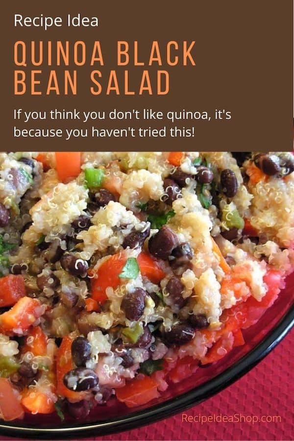 Quinoa & Black Bean Salad. Simple. Amazing. #quinoaandblackbeansalad #quinoa #comfortfood #recipes #vegan #moosewood #recipeideashop