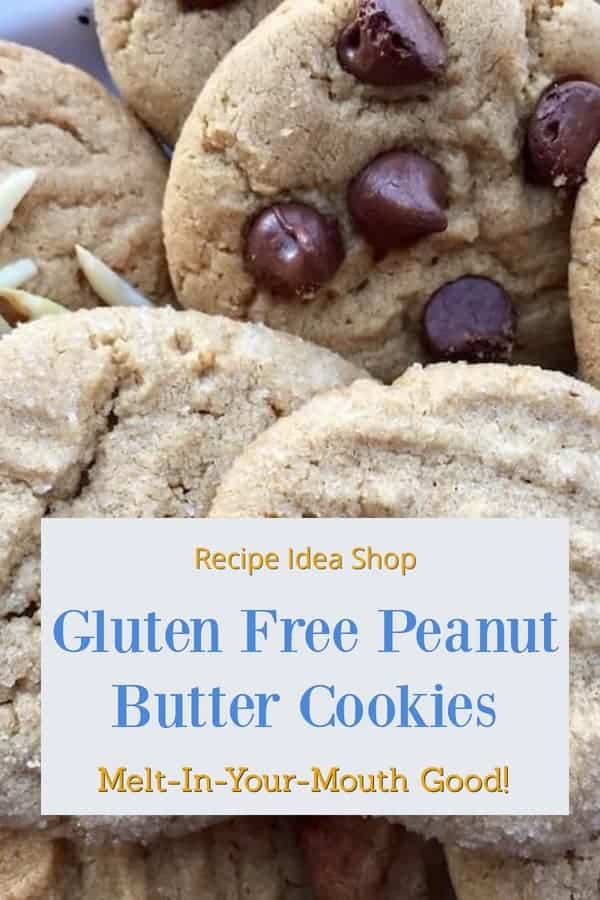 Homemade Gluten Free Peanut Butter Cookies are so good you won't want to share. And you shouldn't have too. Just tell them they are gluten free #homemadepeanutbuttercookies #peanutbuttercookiesrecipe #cookies #glutenfree #dessertrecipes #recipes #recipeideashop.