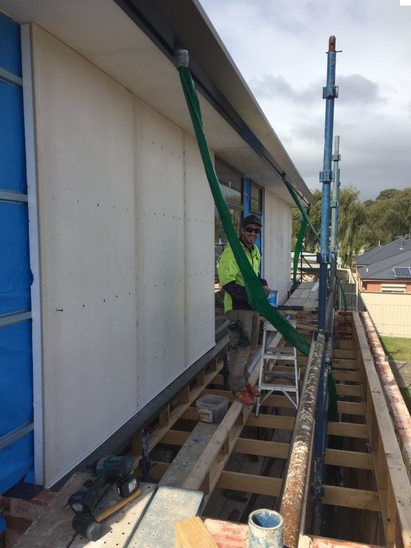 Working to install Structural Insulated Panels