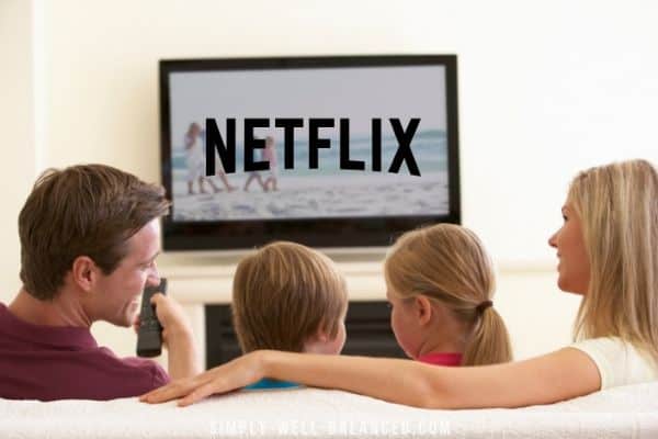Family watching good clean tv shows on Netflix