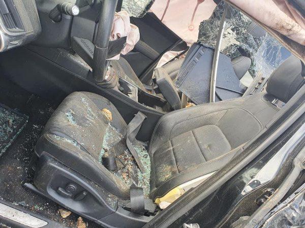 Jaguar E-Pace roll-over accident France