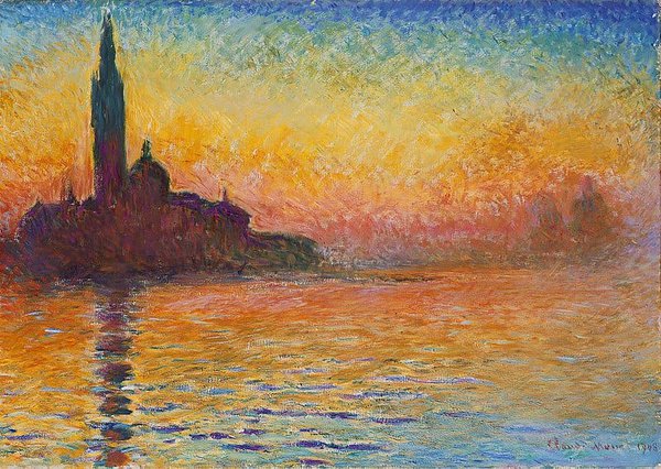 Die 21 beliebtesten Gemälde für Reproduktionen von Ölbildern der alten Meister Kreative Geschenke abstrakte kunst Gemälde Reproduktion - San Giorgio Maggiore in der Dämmerung von Claude Monet