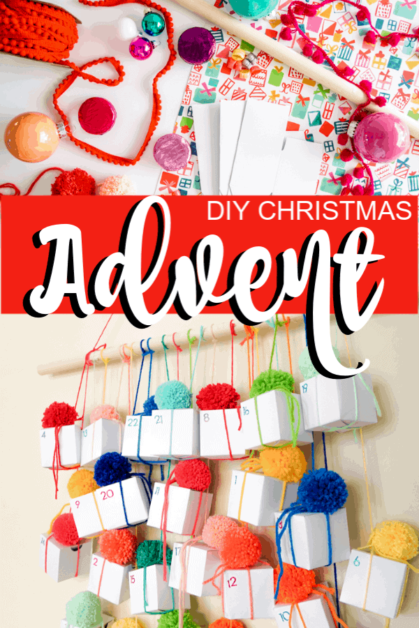 Colorful and Easy DIY Christmas Advent Calendar.Looking for a fun countdown to Christmas that the kids will love, then we have you covered with this easy budget friendly DIY Christmas Advent Calendar. vertical image of a DIY Christmas Advent Calendar