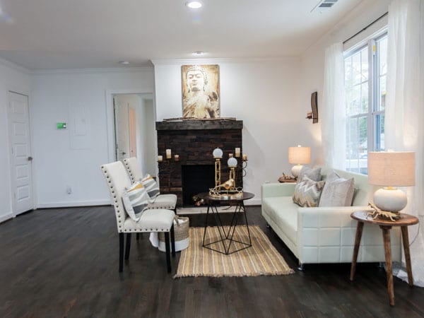 Open concept living room closeup