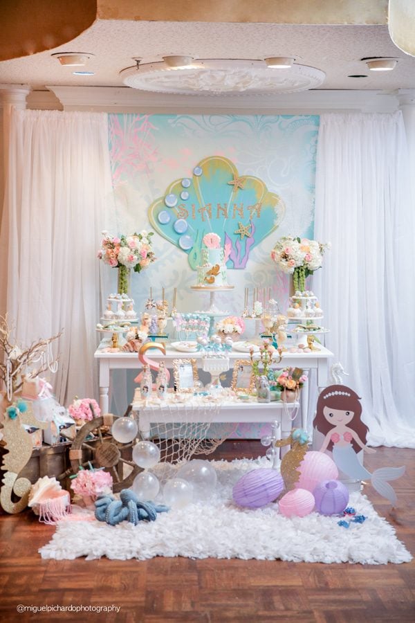Magical Mermaid First Birthday Party Dessert Table Magical Mermaid First Birthday Party Dessert Table