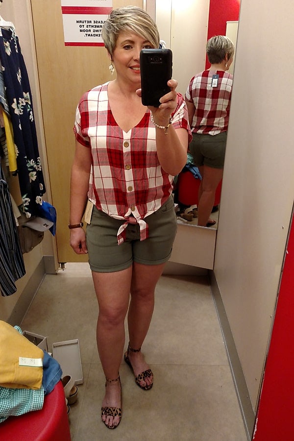 Plaid top and button fly shorts