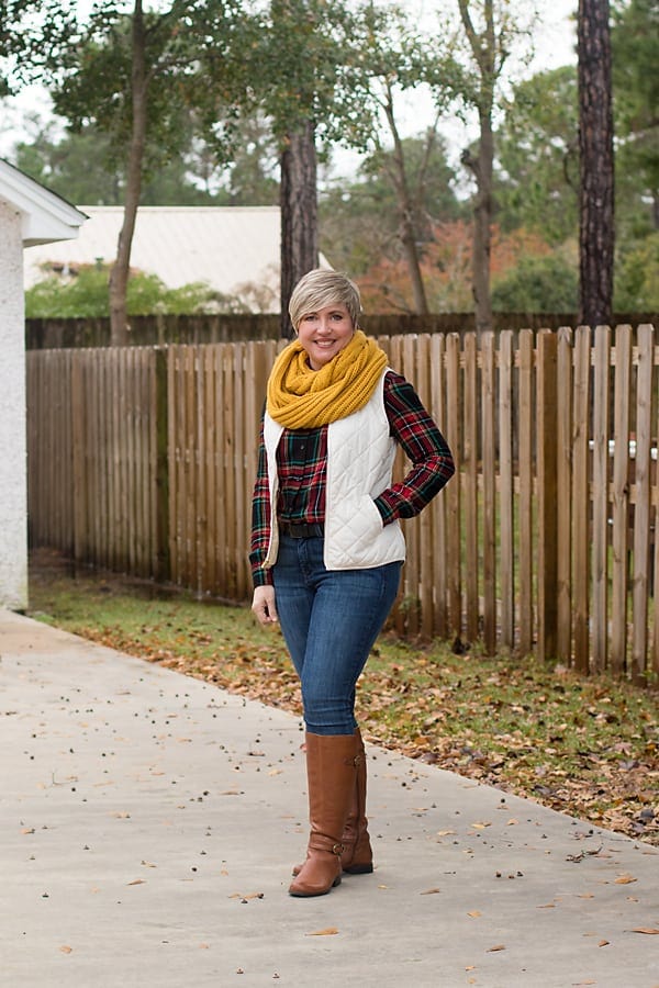 flannel shirt and puffer vest