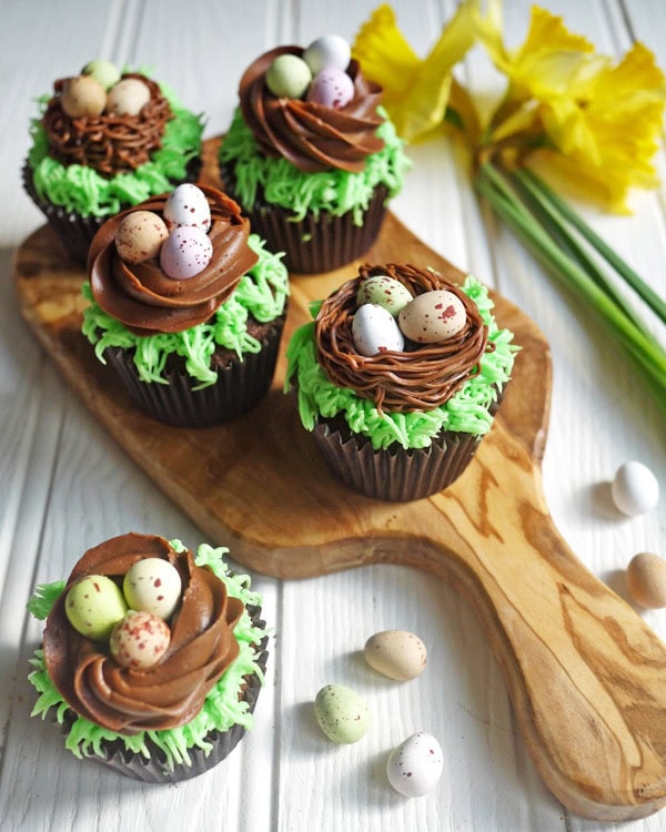 Easter Chocolate Nest Mini Eggs Cupcakes from Taming