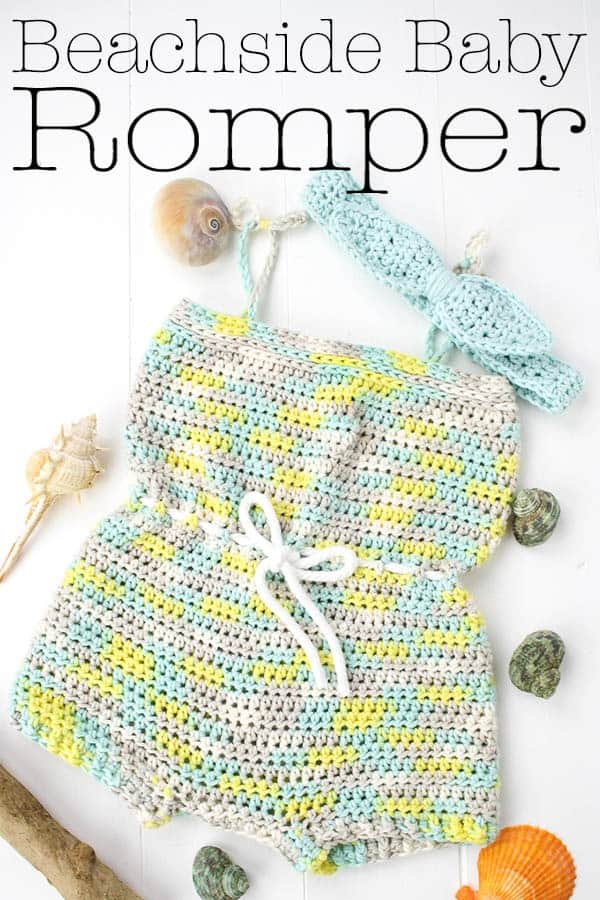 The beachside baby romper is the perfect summer baby shower gift! This quick and easy free crochet pattern was designed for begginers who are comfortable with the basic stitches. This is a beatiful and unique project and with sizes 3 months - 24 months this pattern is great for all baby girls! #crochet #crochetpattern #free #baby #babyromper #babycrochet