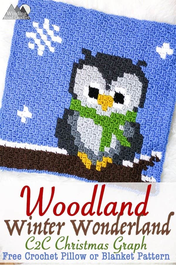Crochet a beautiful C2C owl using this free chart. This Owl graph is part of my Woodland Winter Wonderland Blanket and is one of 9 charts released. Make this chart with the corner to corner crochet method, the bobble stitch method or just with Single crochet! This is a great project for the holiday season.